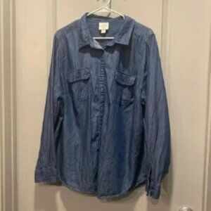 Blue Denim Button-Up Shirt